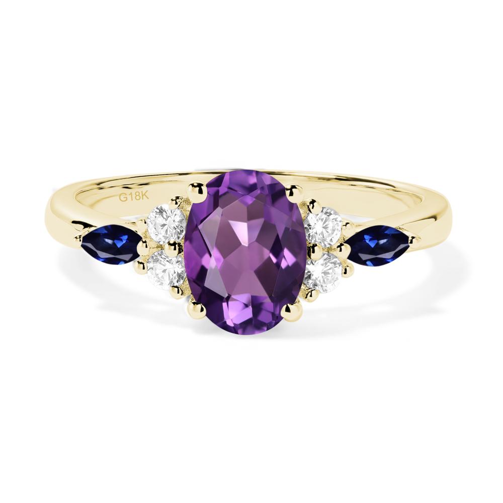 Simple Oval Amethyst Engagement Ring - LUO Jewelry #metal_18k yellow gold