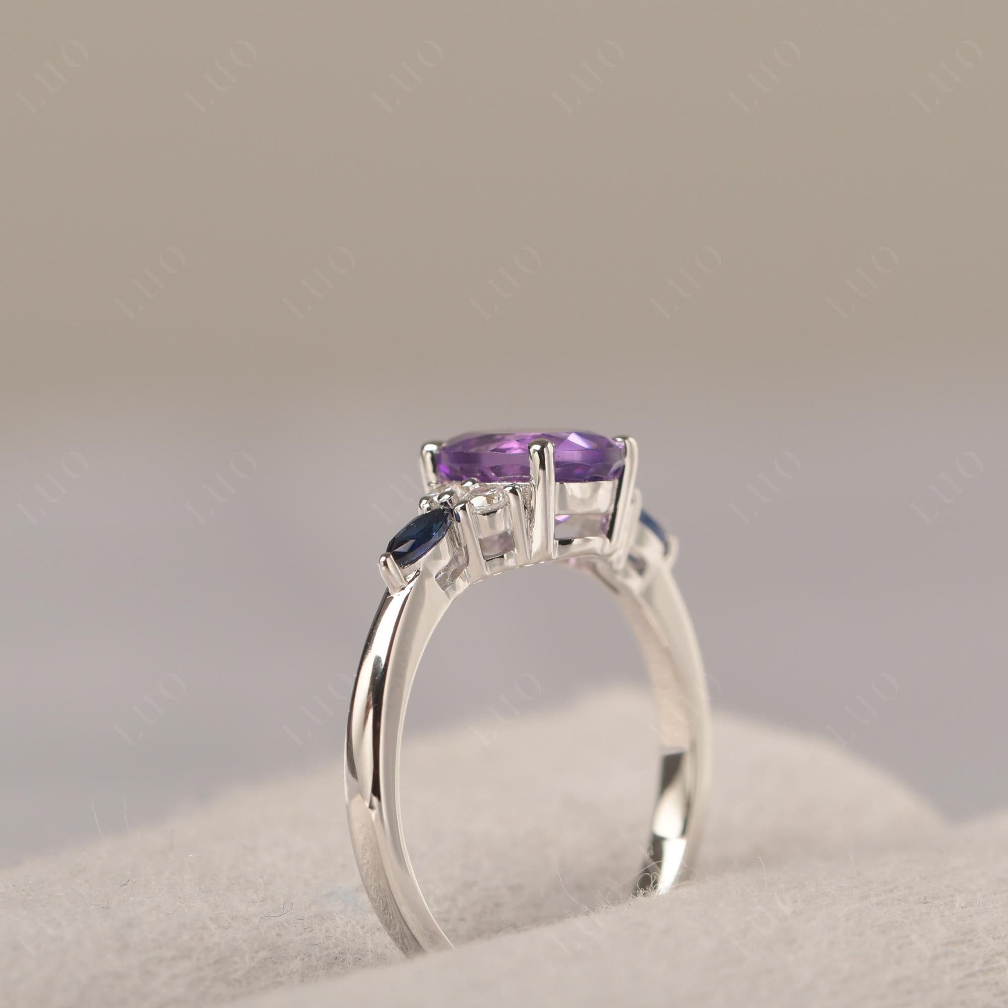 Simple Oval Amethyst Engagement Ring - LUO Jewelry 