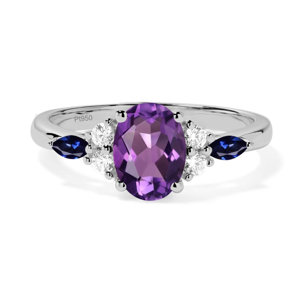 Simple Oval Amethyst Engagement Ring - LUO Jewelry #metal_platinum