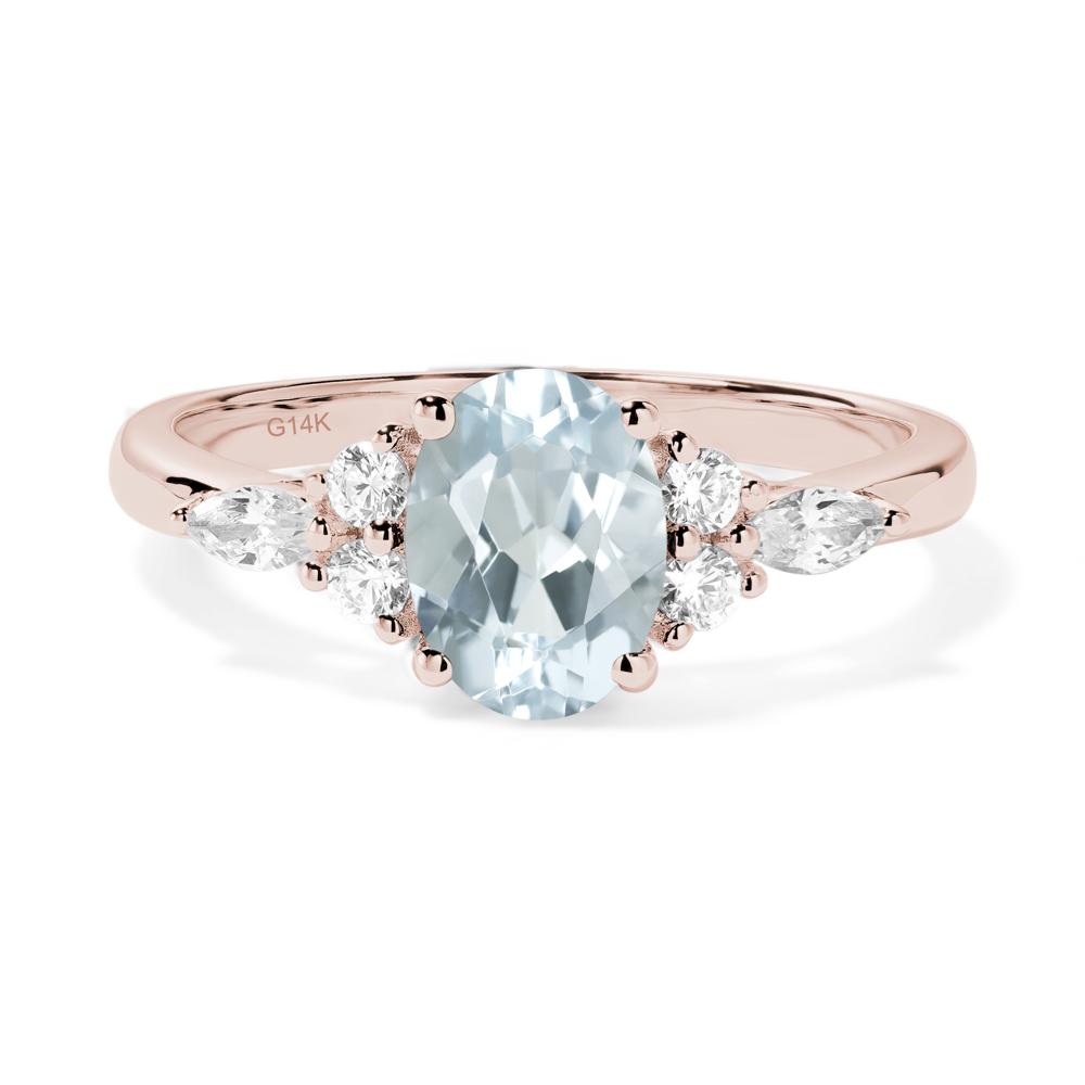 Simple Oval Aquamarine Engagement Ring - LUO Jewelry #metal_14k rose gold