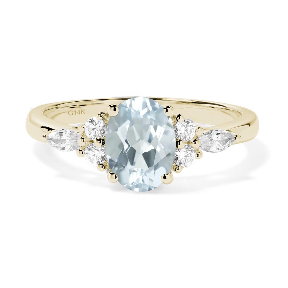 Simple Oval Aquamarine Engagement Ring - LUO Jewelry #metal_14k yellow gold