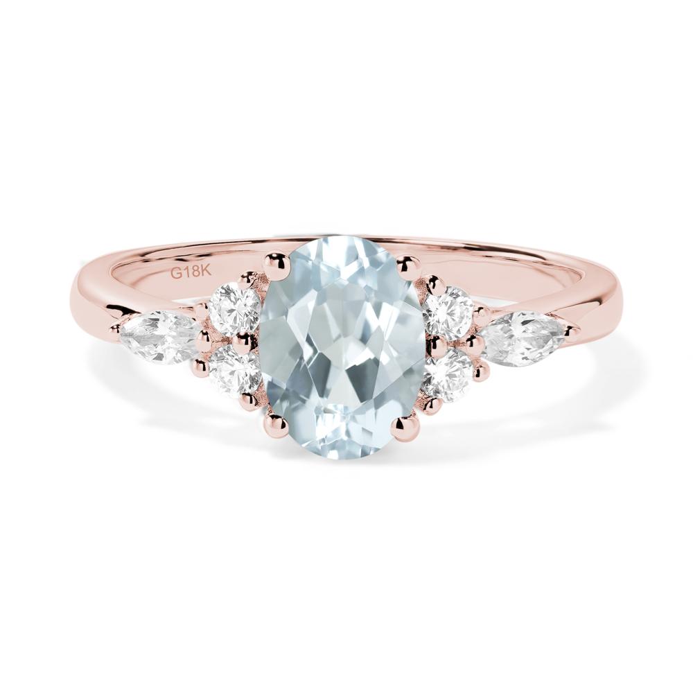 Simple Oval Aquamarine Engagement Ring - LUO Jewelry #metal_18k rose gold