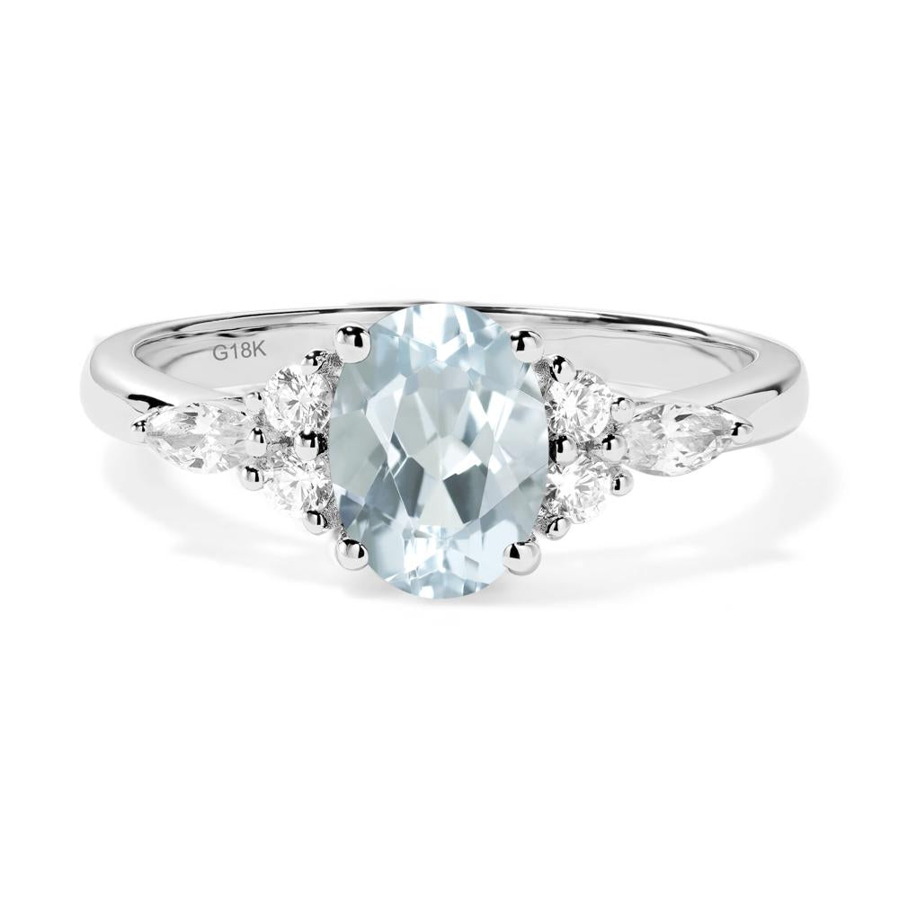 Simple Oval Aquamarine Engagement Ring - LUO Jewelry #metal_18k white gold