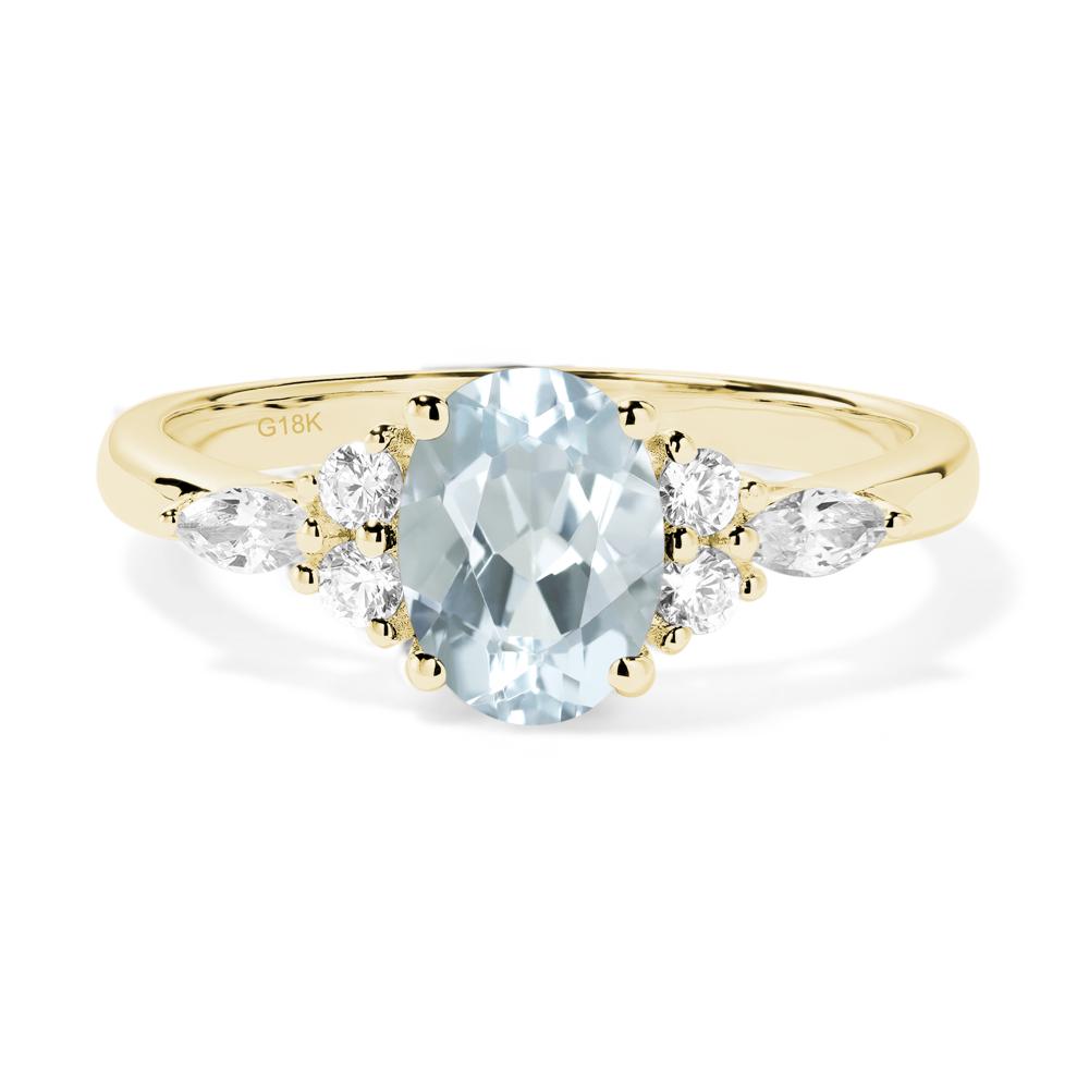 Simple Oval Aquamarine Engagement Ring - LUO Jewelry #metal_18k yellow gold