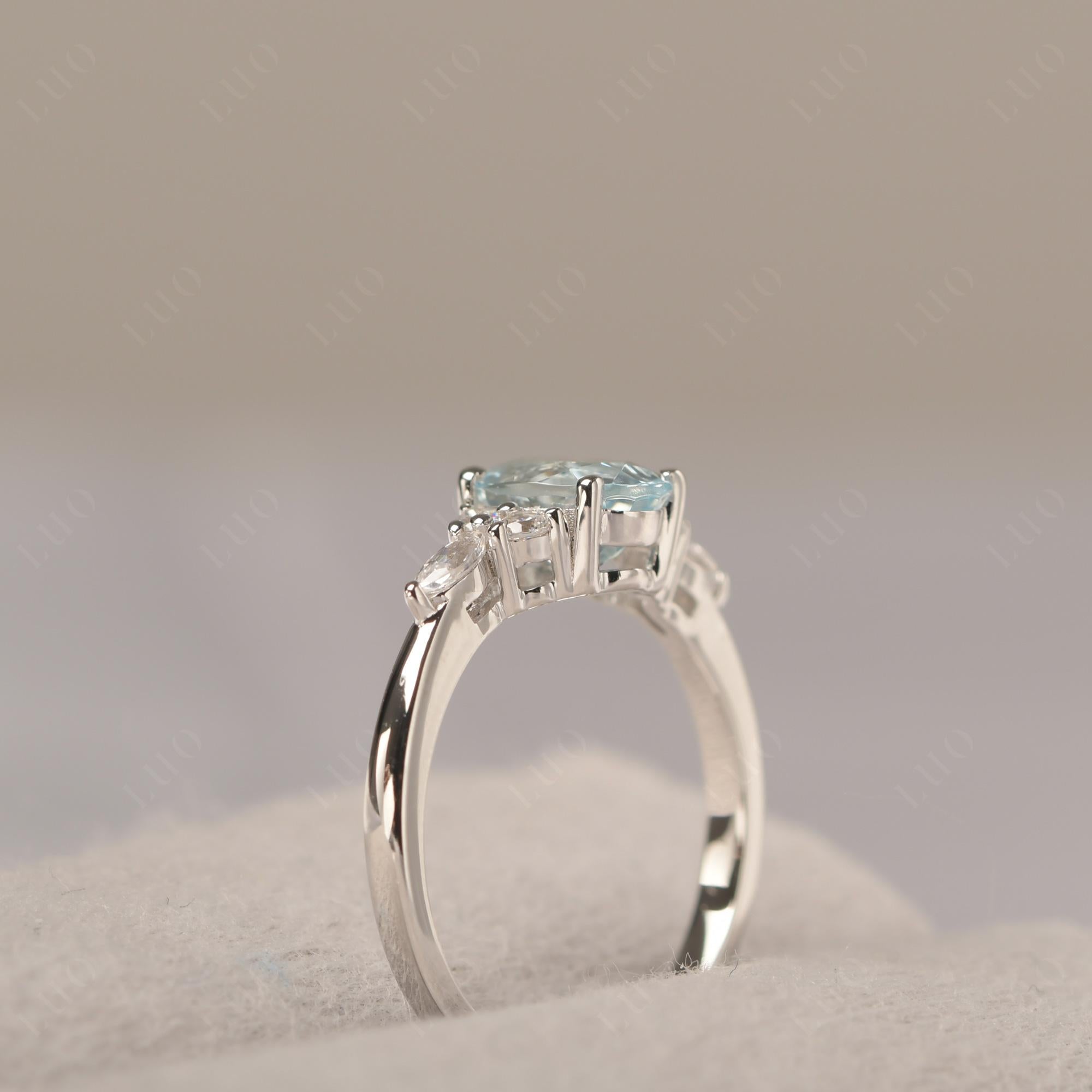 Simple Oval Aquamarine Engagement Ring - LUO Jewelry 