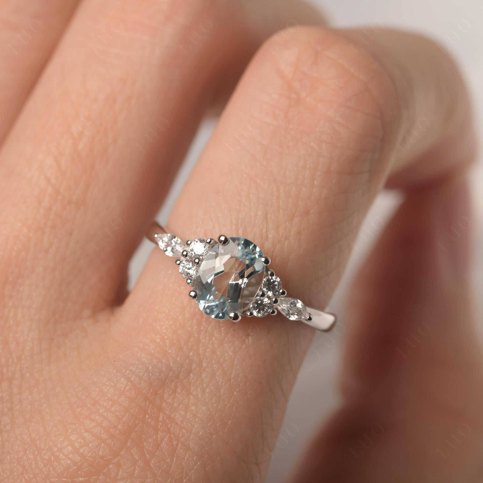 Simple Oval Aquamarine Engagement Ring - LUO Jewelry 