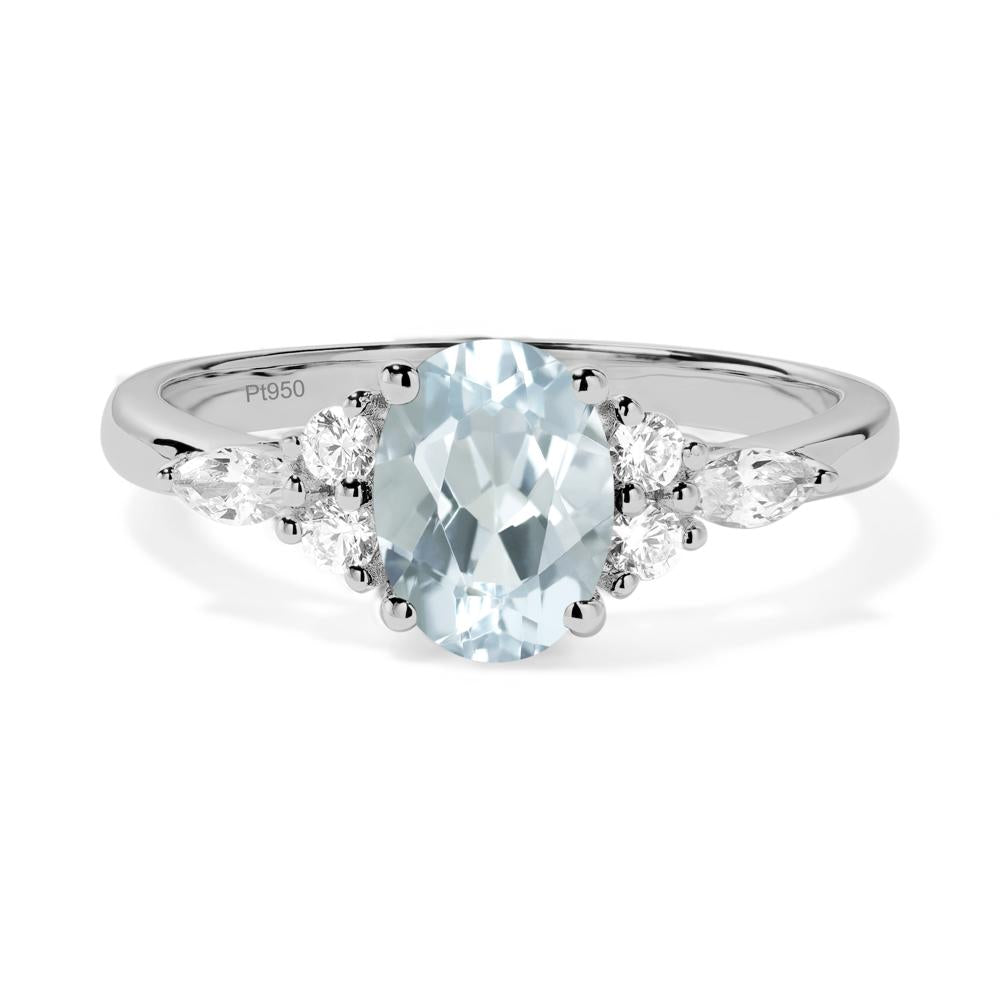 Simple Oval Aquamarine Engagement Ring - LUO Jewelry #metal_platinum