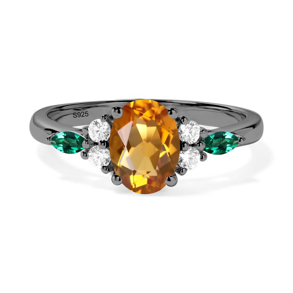 Simple Oval Citrine Engagement Ring - LUO Jewelry #metal_black finish sterling silver