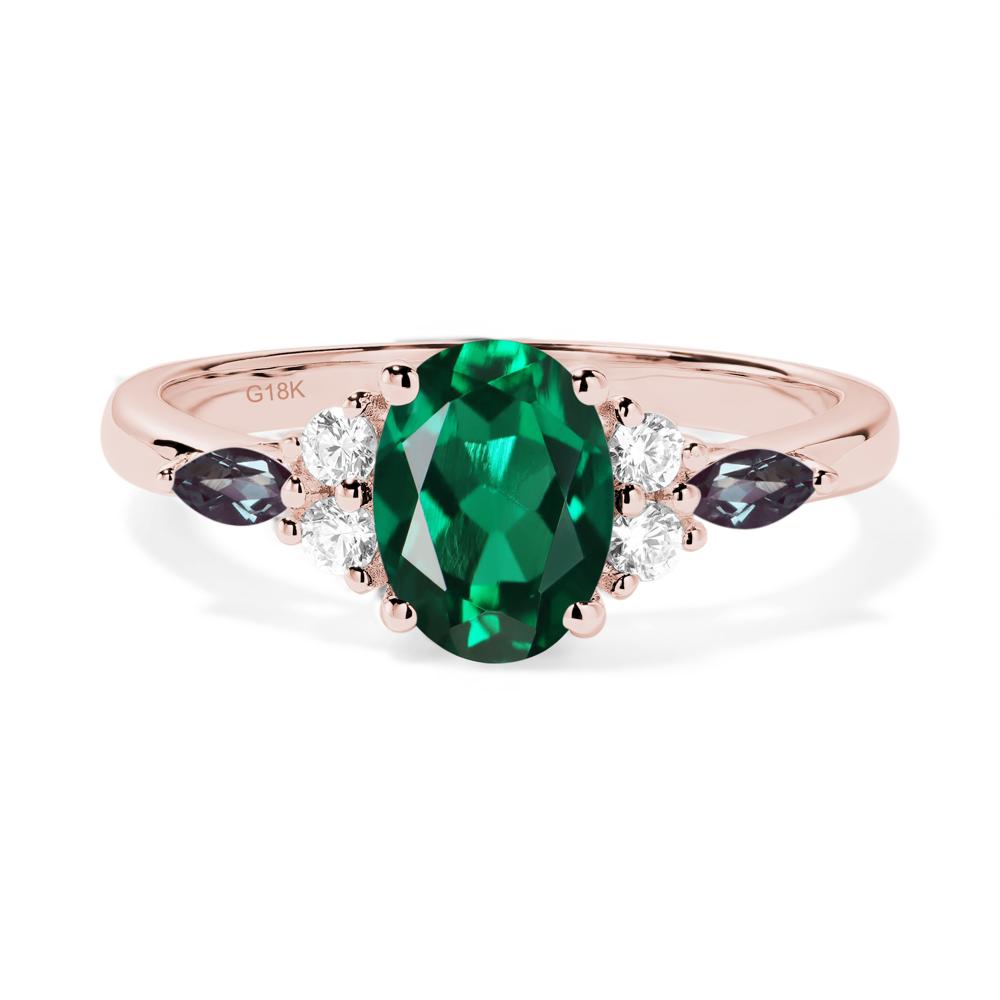 Simple Oval Emerald Engagement Ring - LUO Jewelry #metal_18k rose gold