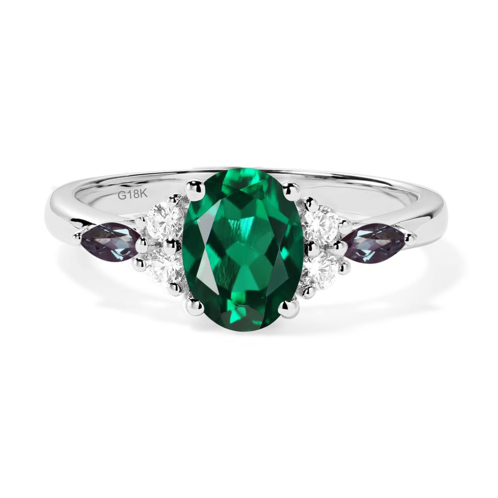 Simple Oval Emerald Engagement Ring - LUO Jewelry #metal_18k white gold