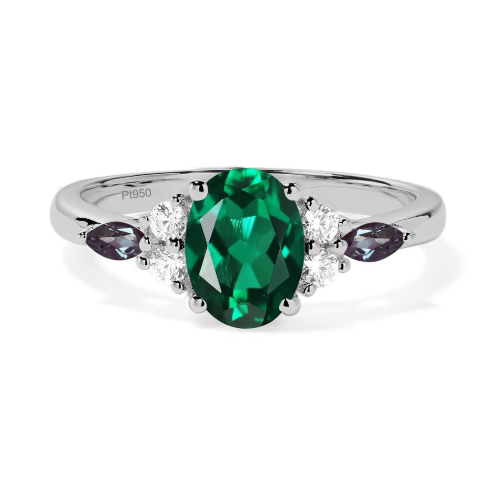 Simple Oval Emerald Engagement Ring - LUO Jewelry #metal_platinum