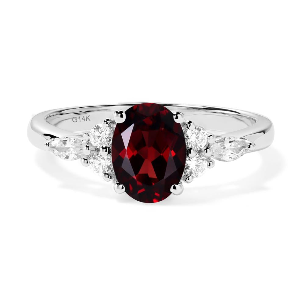 Simple Oval Garnet Engagement Ring - LUO Jewelry #metal_14k white gold