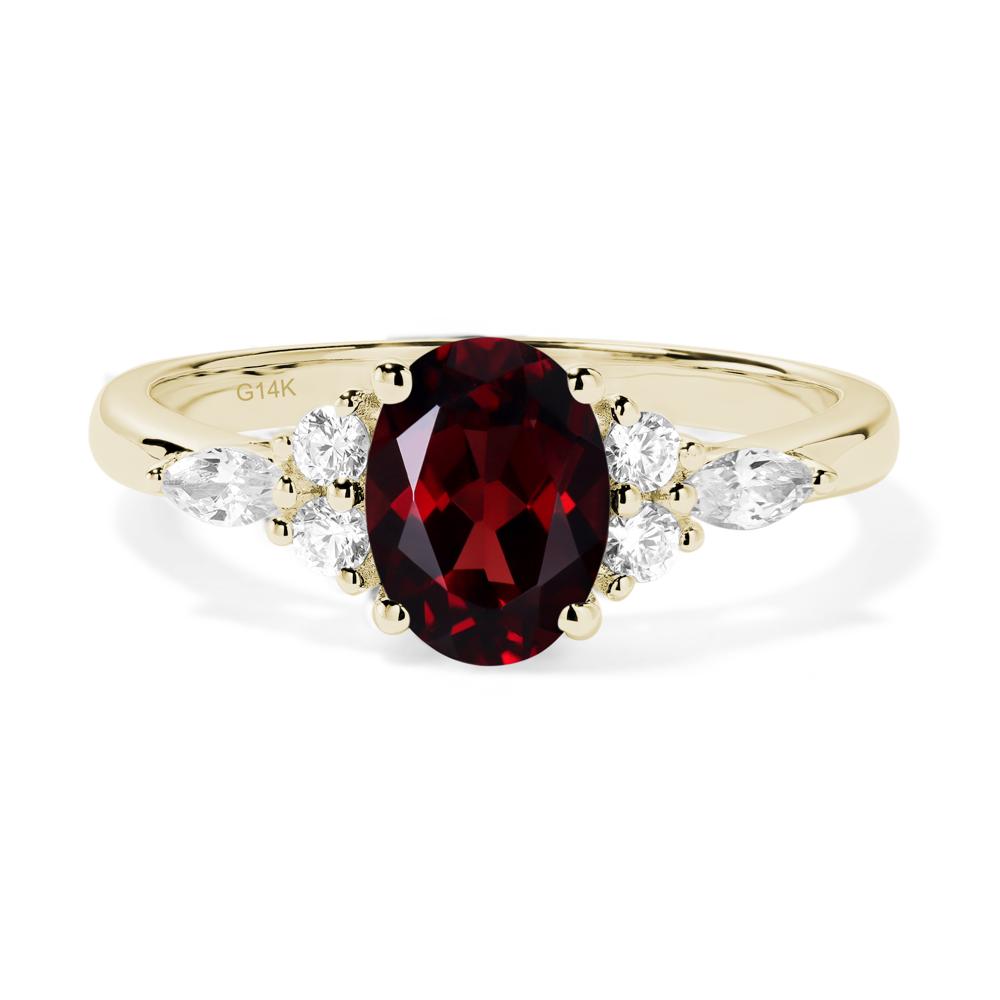 Simple Oval Garnet Engagement Ring - LUO Jewelry #metal_14k yellow gold