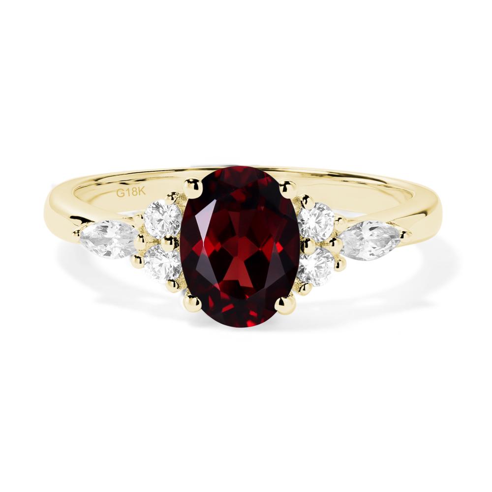 Simple Oval Garnet Engagement Ring - LUO Jewelry #metal_18k yellow gold