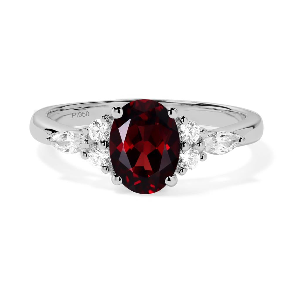 Simple Oval Garnet Engagement Ring - LUO Jewelry #metal_platinum