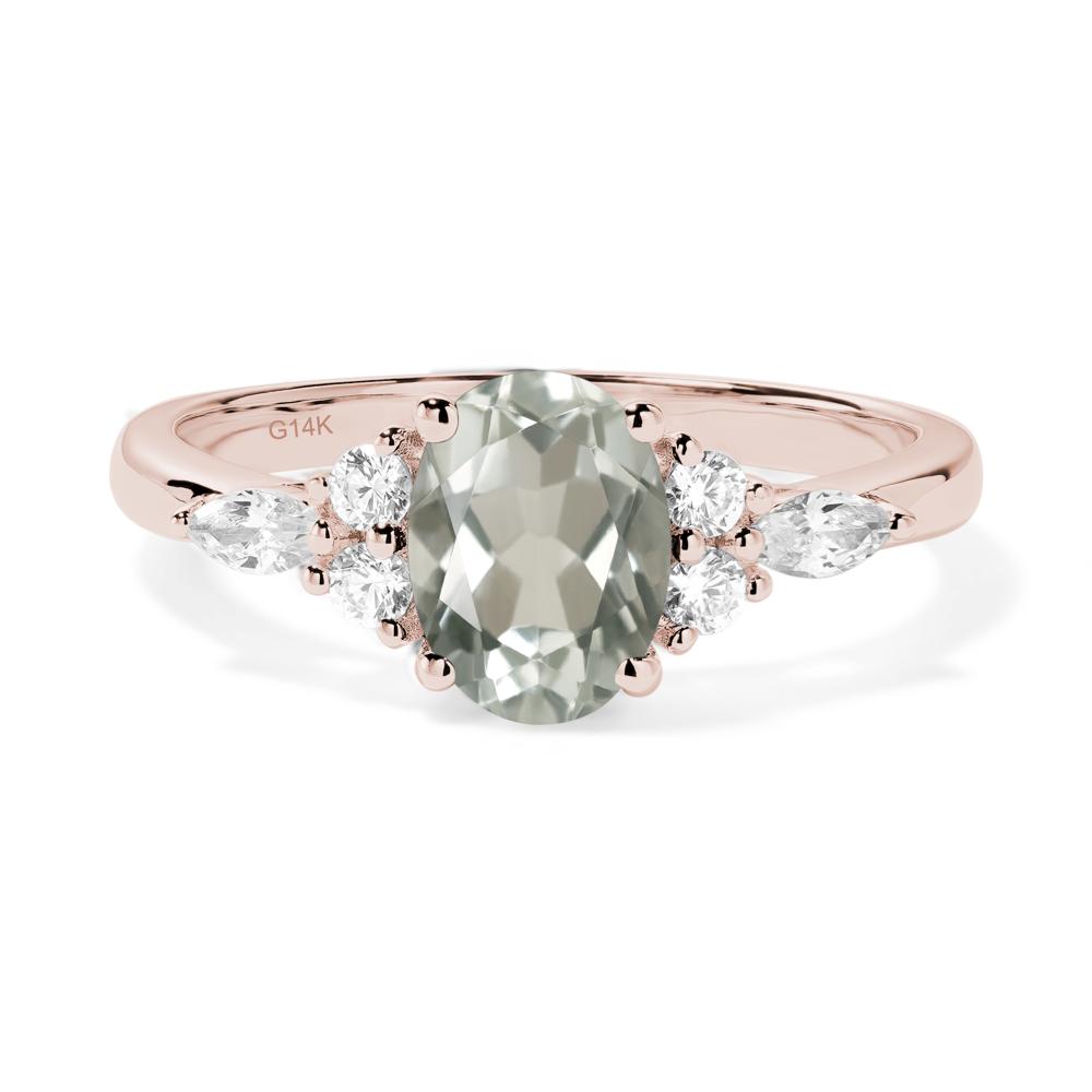 Simple Oval Green Amethyst Engagement Ring - LUO Jewelry #metal_14k rose gold