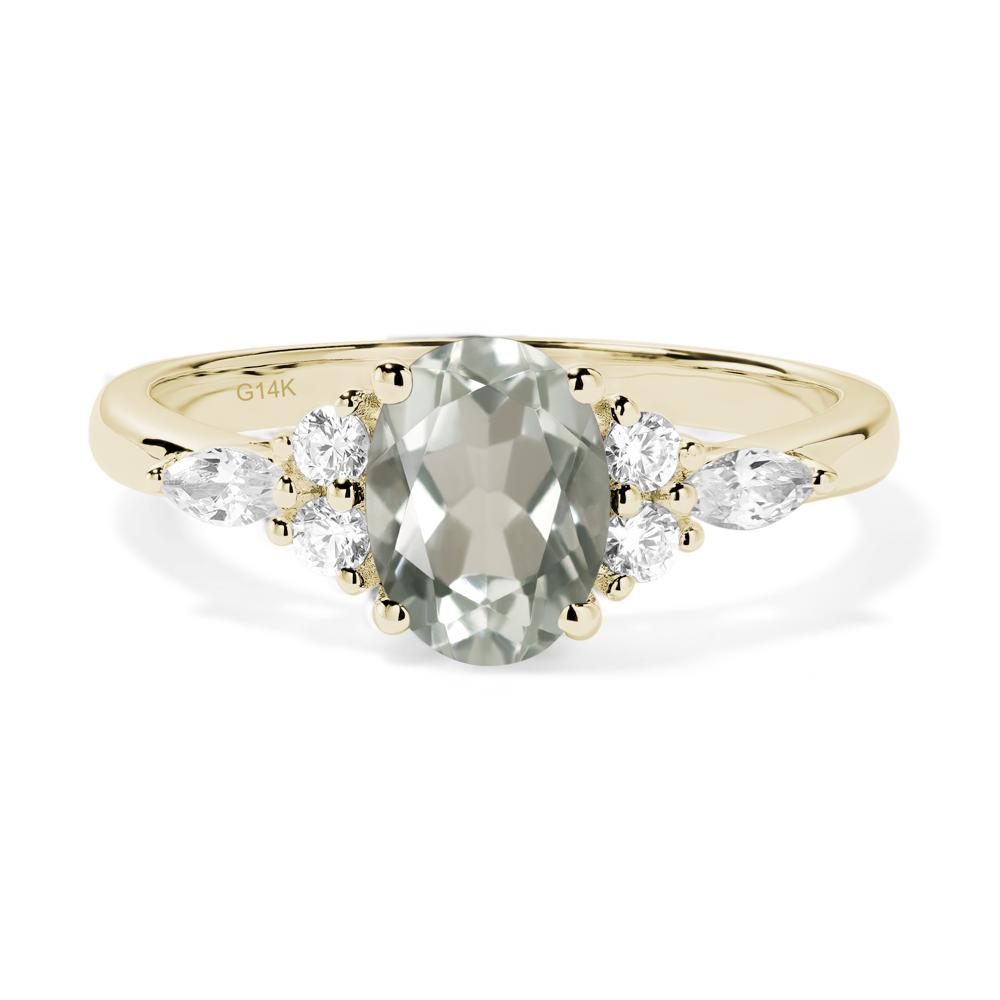 Simple Oval Green Amethyst Engagement Ring - LUO Jewelry #metal_14k yellow gold