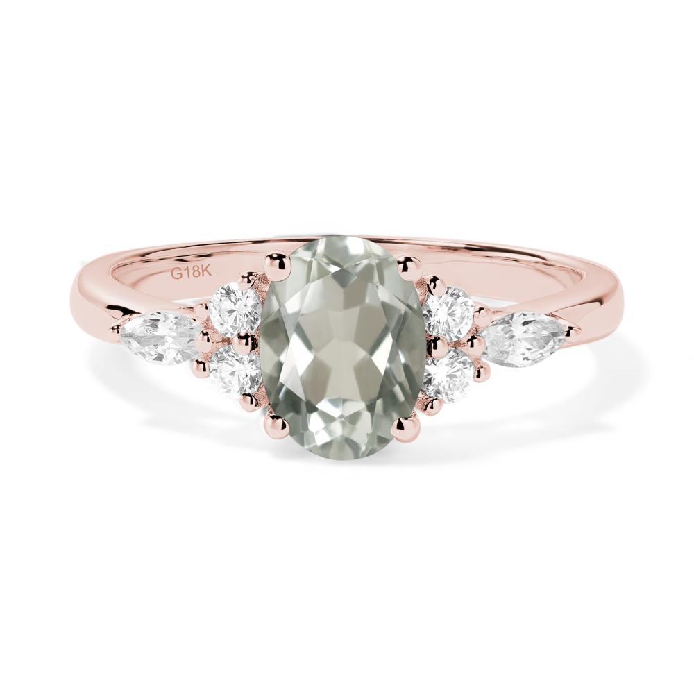 Simple Oval Green Amethyst Engagement Ring - LUO Jewelry #metal_18k rose gold