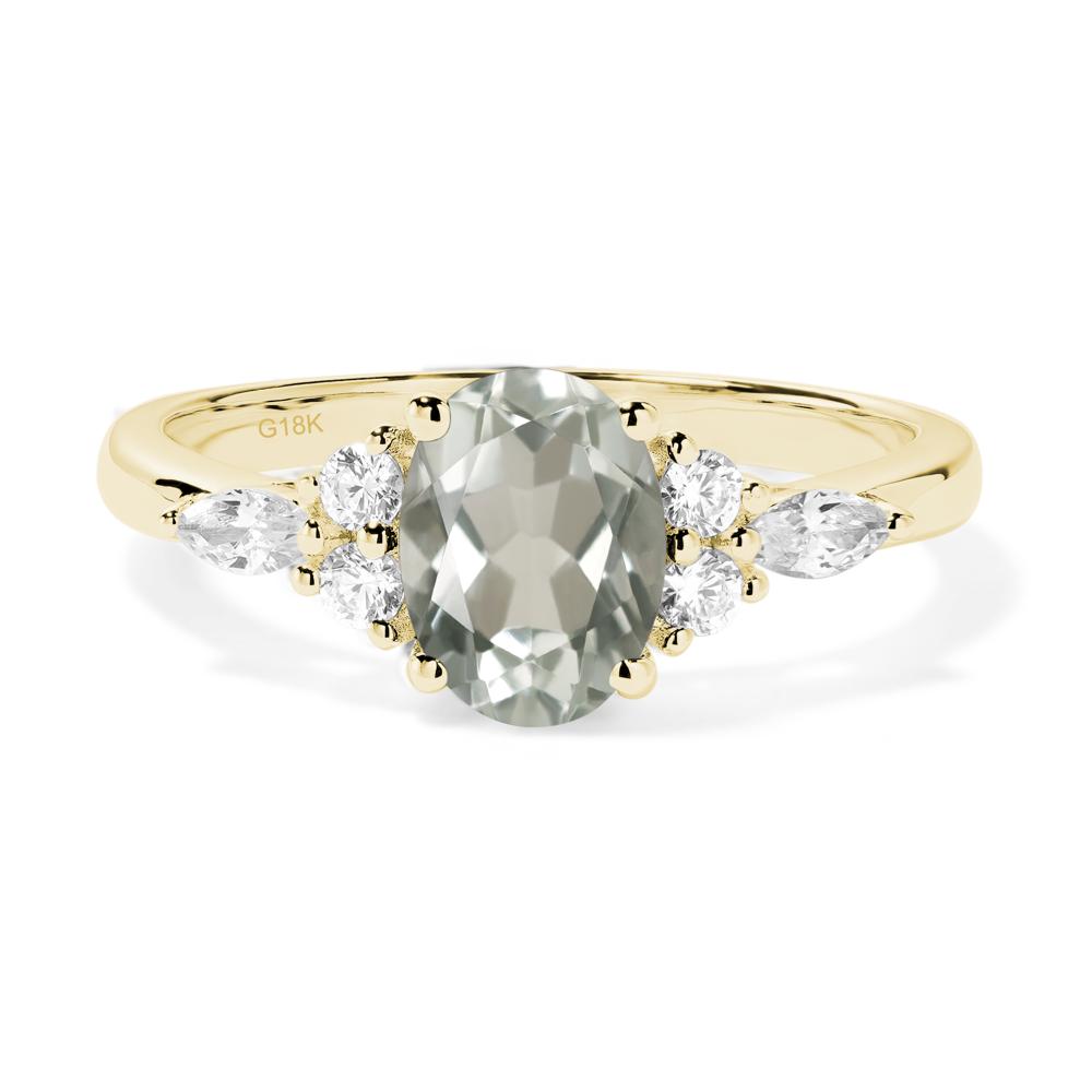 Simple Oval Green Amethyst Engagement Ring - LUO Jewelry #metal_18k yellow gold