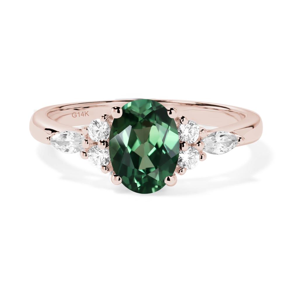 Simple Oval Green Sapphire Engagement Ring - LUO Jewelry #metal_14k rose gold