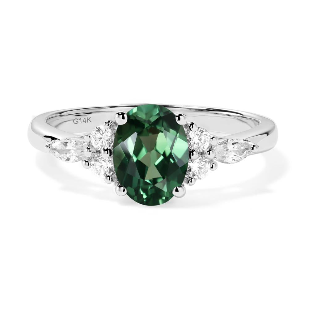 Simple Oval Green Sapphire Engagement Ring - LUO Jewelry #metal_14k white gold