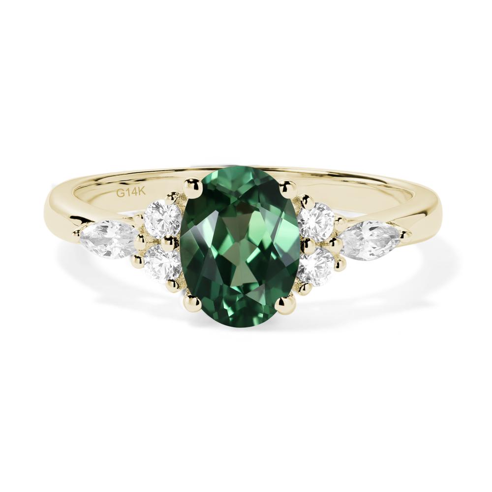 Simple Oval Green Sapphire Engagement Ring - LUO Jewelry #metal_14k yellow gold