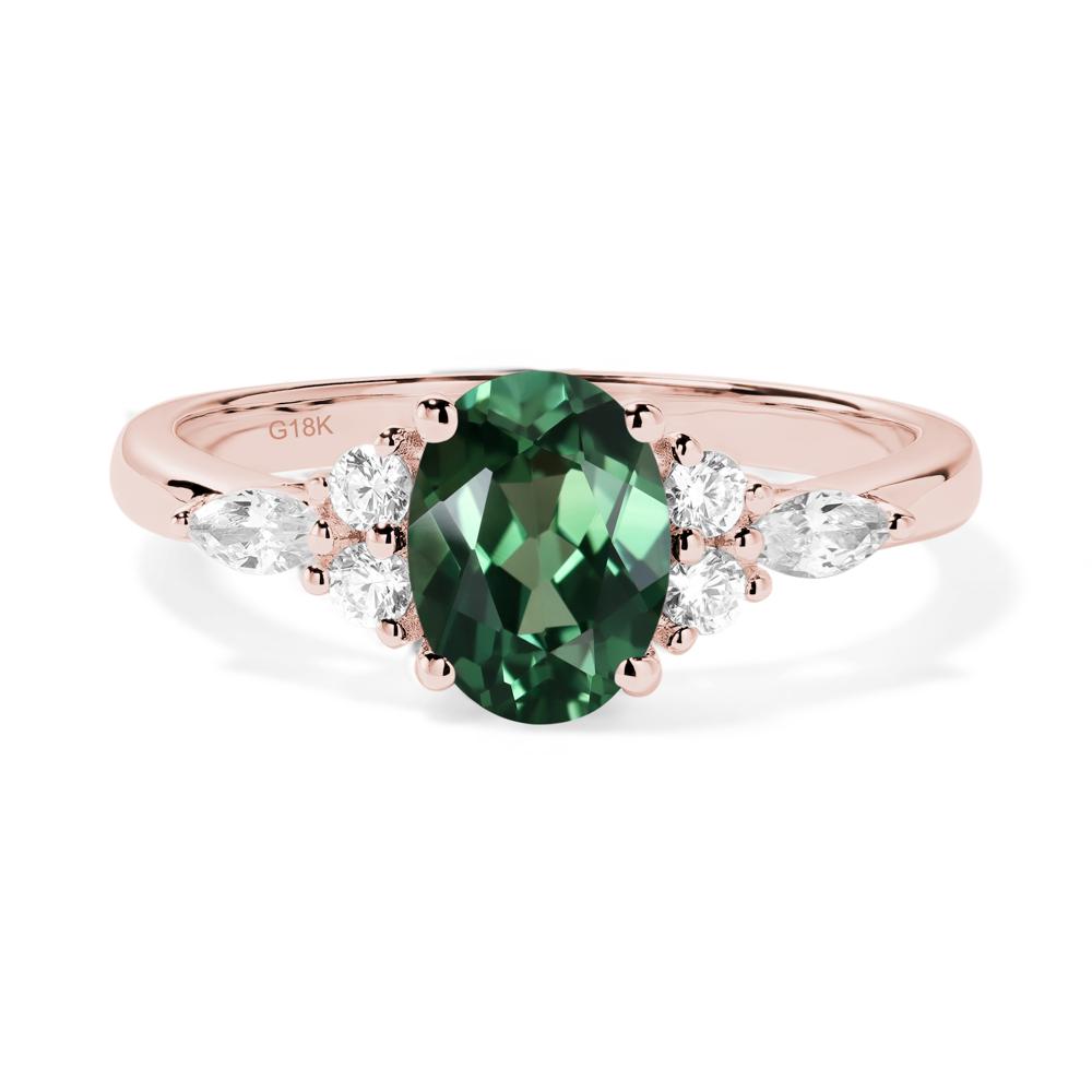 Simple Oval Green Sapphire Engagement Ring - LUO Jewelry #metal_18k rose gold