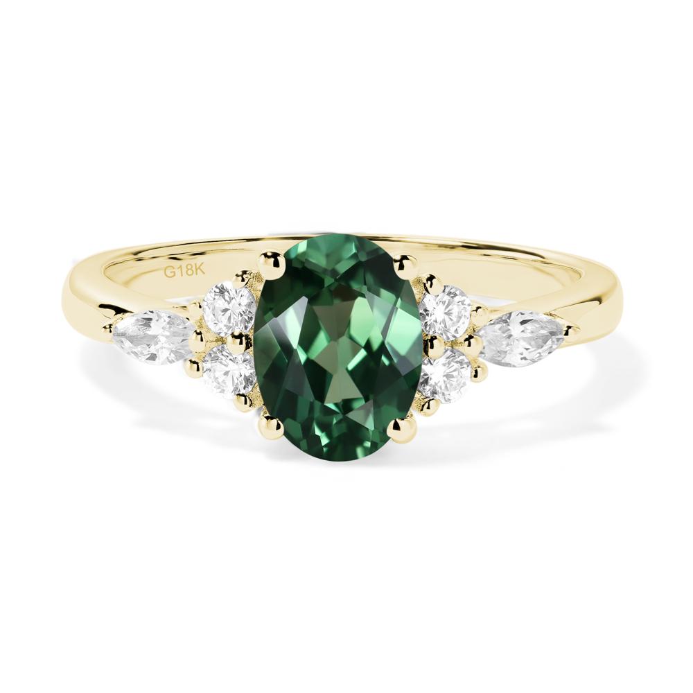 Simple Oval Green Sapphire Engagement Ring - LUO Jewelry #metal_18k yellow gold