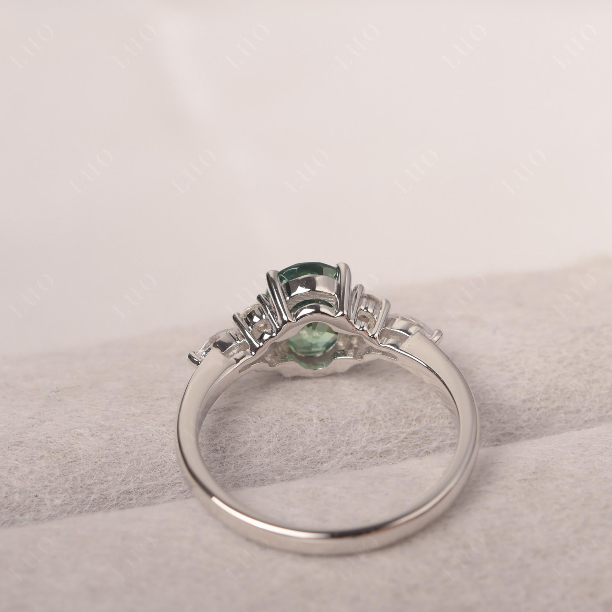 Simple Oval Green Sapphire Engagement Ring - LUO Jewelry 