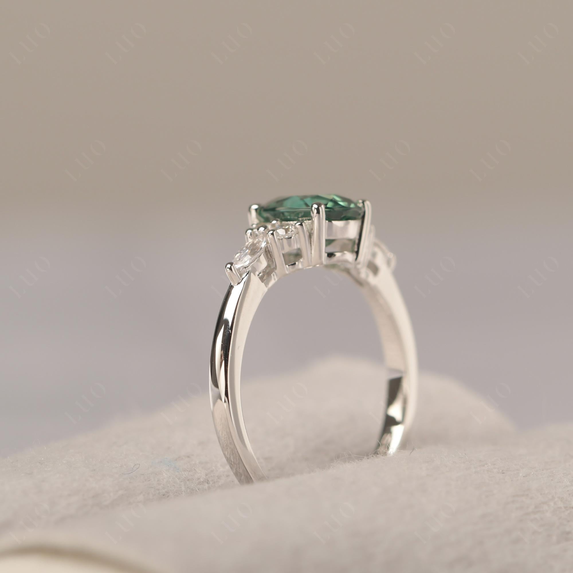 Simple Oval Green Sapphire Engagement Ring - LUO Jewelry 