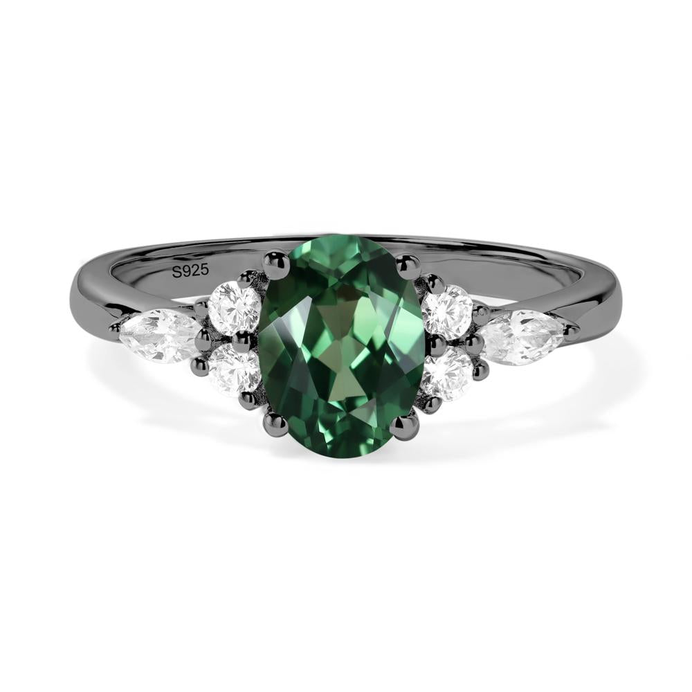 Simple Oval Green Sapphire Engagement Ring - LUO Jewelry #metal_black finish sterling silver