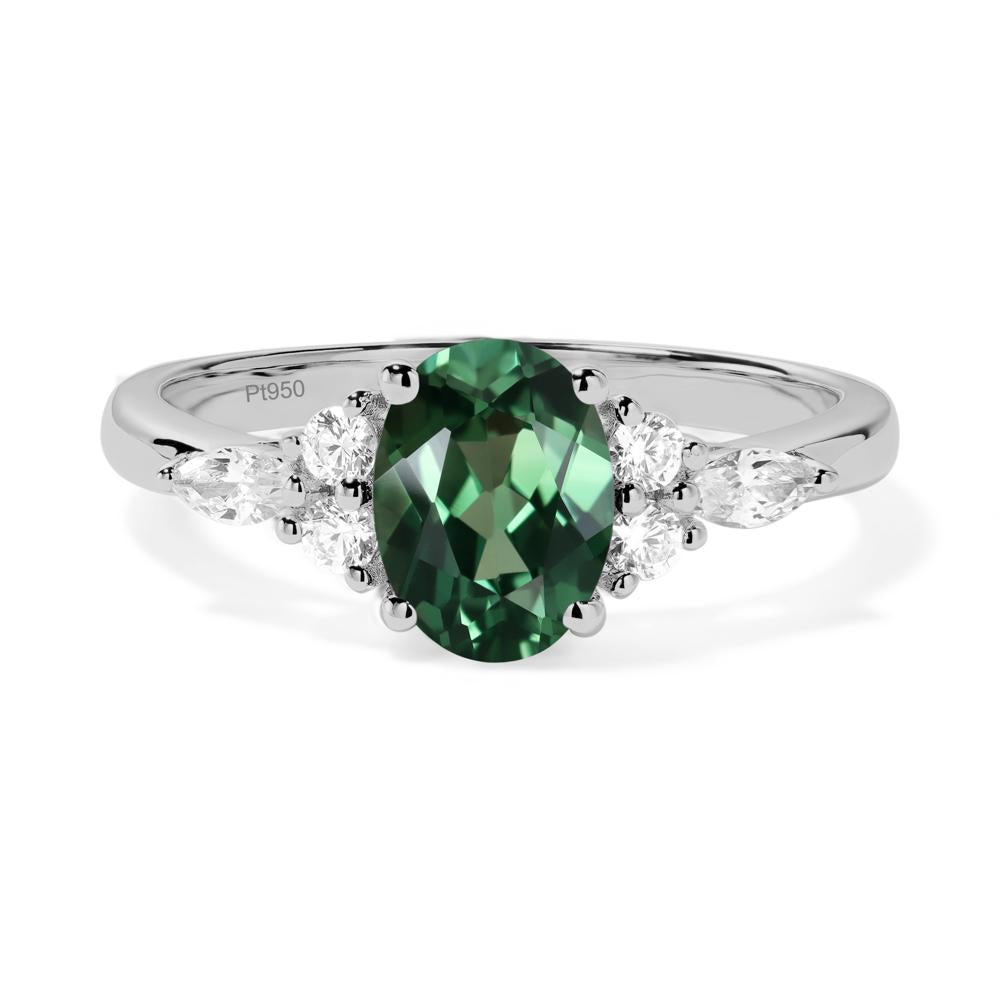 Simple Oval Green Sapphire Engagement Ring - LUO Jewelry #metal_platinum