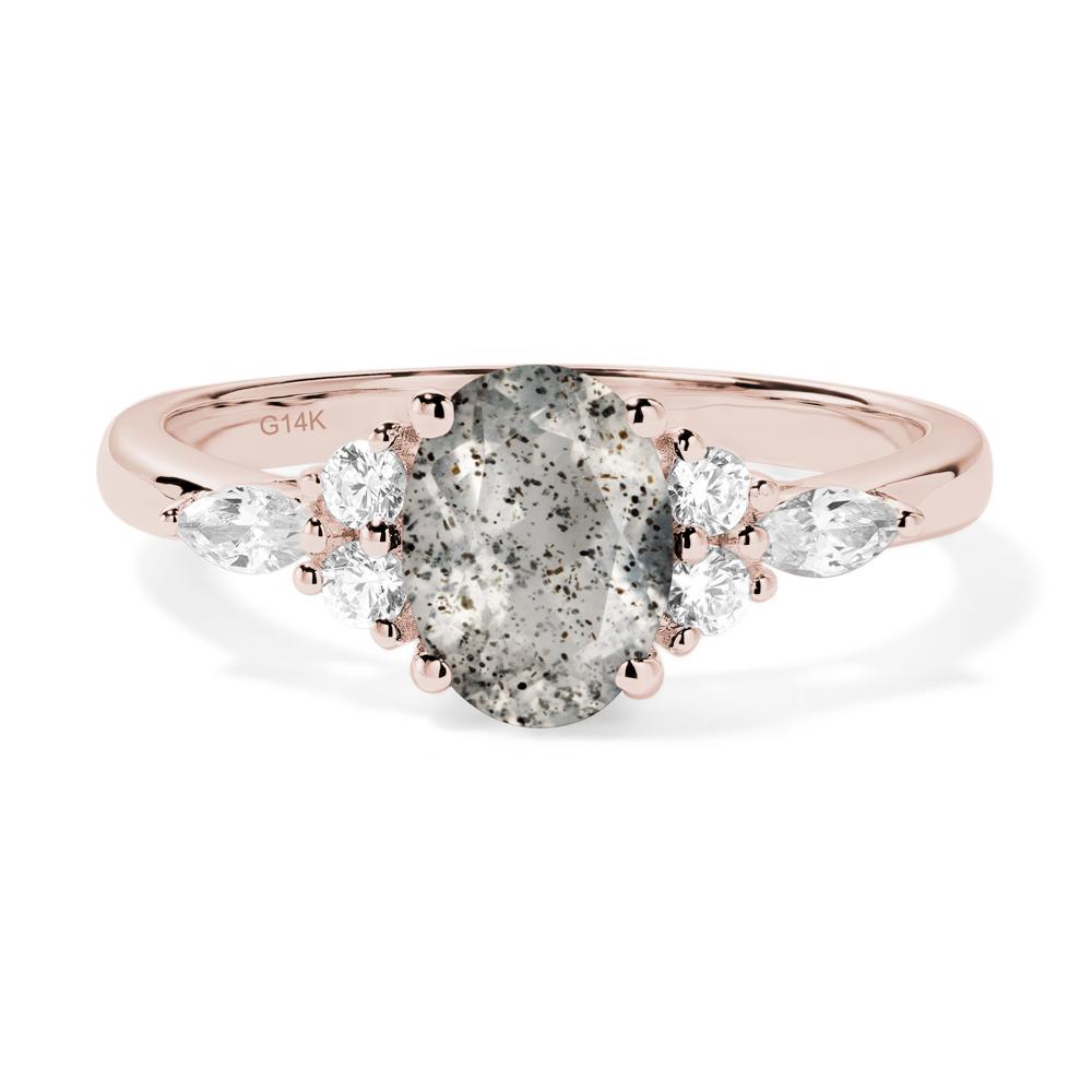 Simple Oval Herkimer Diamond Engagement Ring | LUO Jewelry #metal_14k rose gold