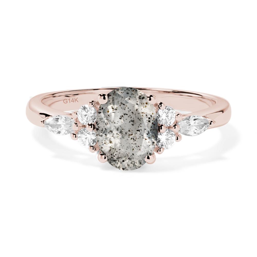 Simple Oval Herkimer Diamond Engagement Ring - LUO Jewelry #metal_14k rose gold