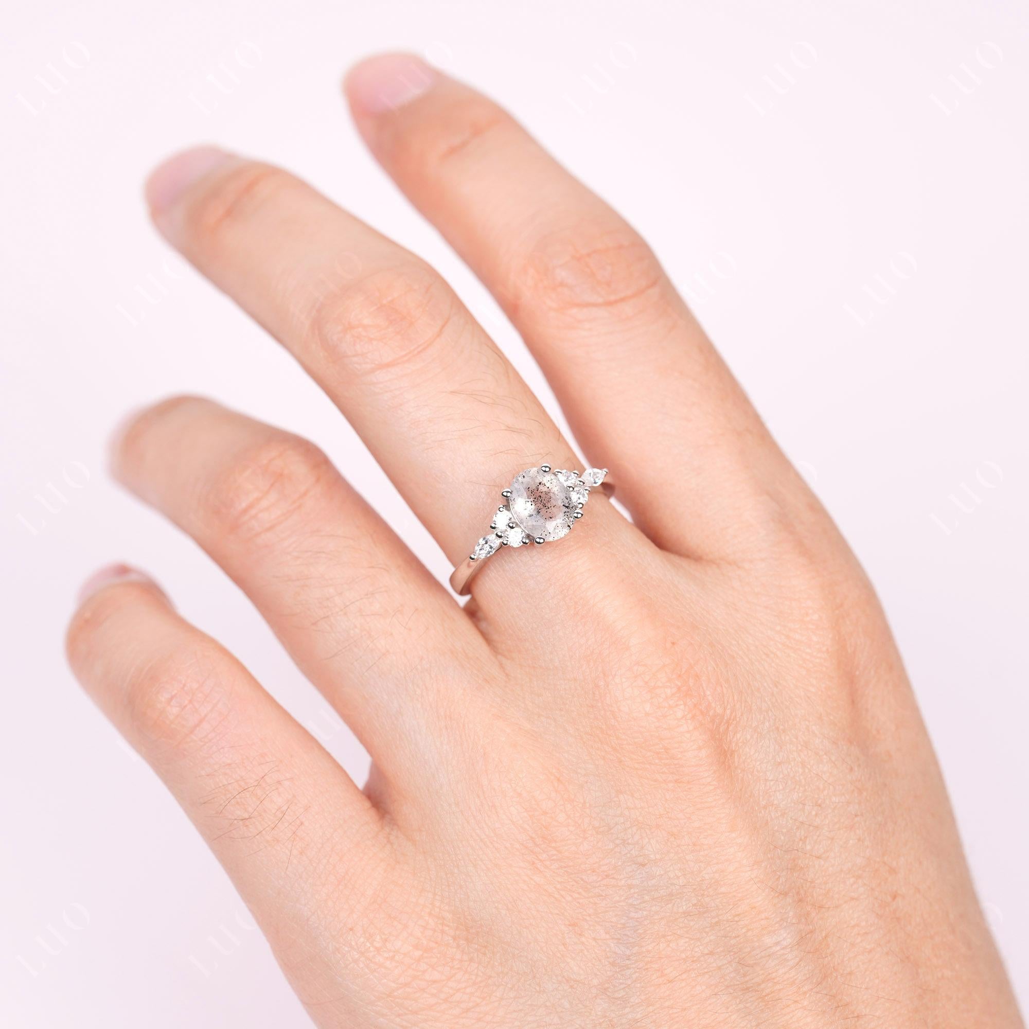 Simple Oval Herkimer Diamond Engagement Ring - LUO Jewelry 