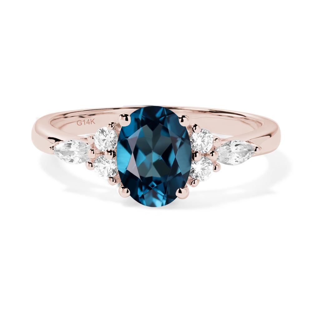 Simple Oval London Blue Topaz Engagement Ring - LUO Jewelry #metal_14k rose gold