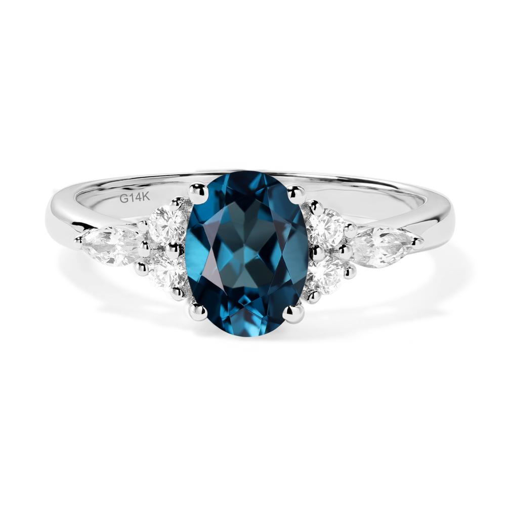 Simple Oval London Blue Topaz Engagement Ring - LUO Jewelry #metal_14k white gold