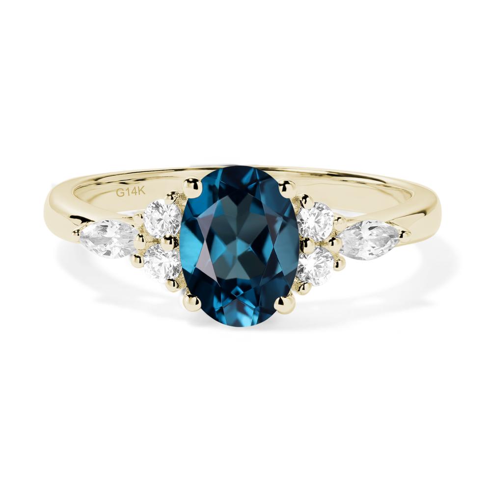 Simple Oval London Blue Topaz Engagement Ring - LUO Jewelry #metal_14k yellow gold