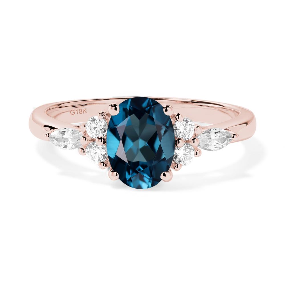 Simple Oval London Blue Topaz Engagement Ring - LUO Jewelry #metal_18k rose gold