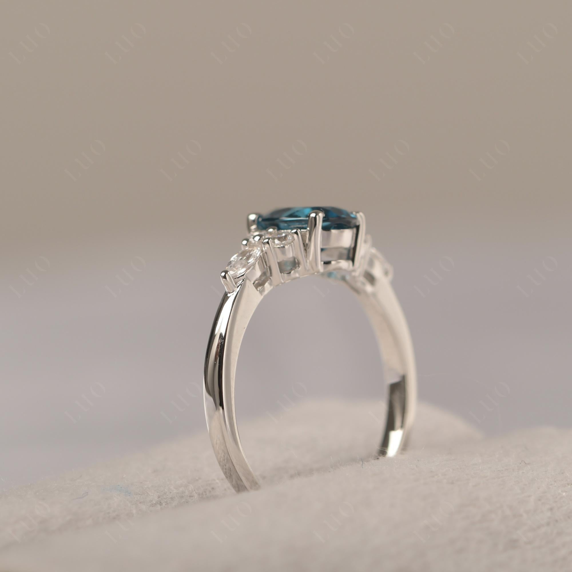 Simple Oval London Blue Topaz Engagement Ring - LUO Jewelry 