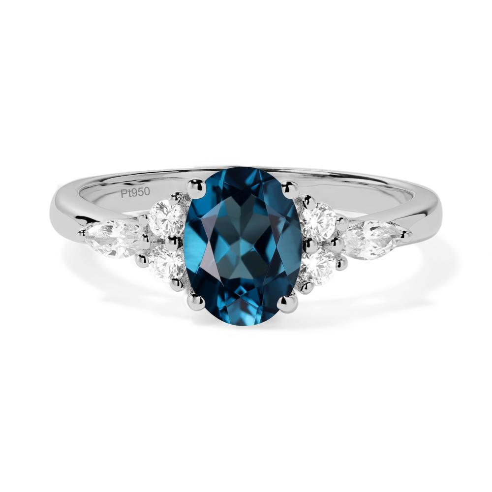 Simple Oval London Blue Topaz Engagement Ring - LUO Jewelry #metal_platinum