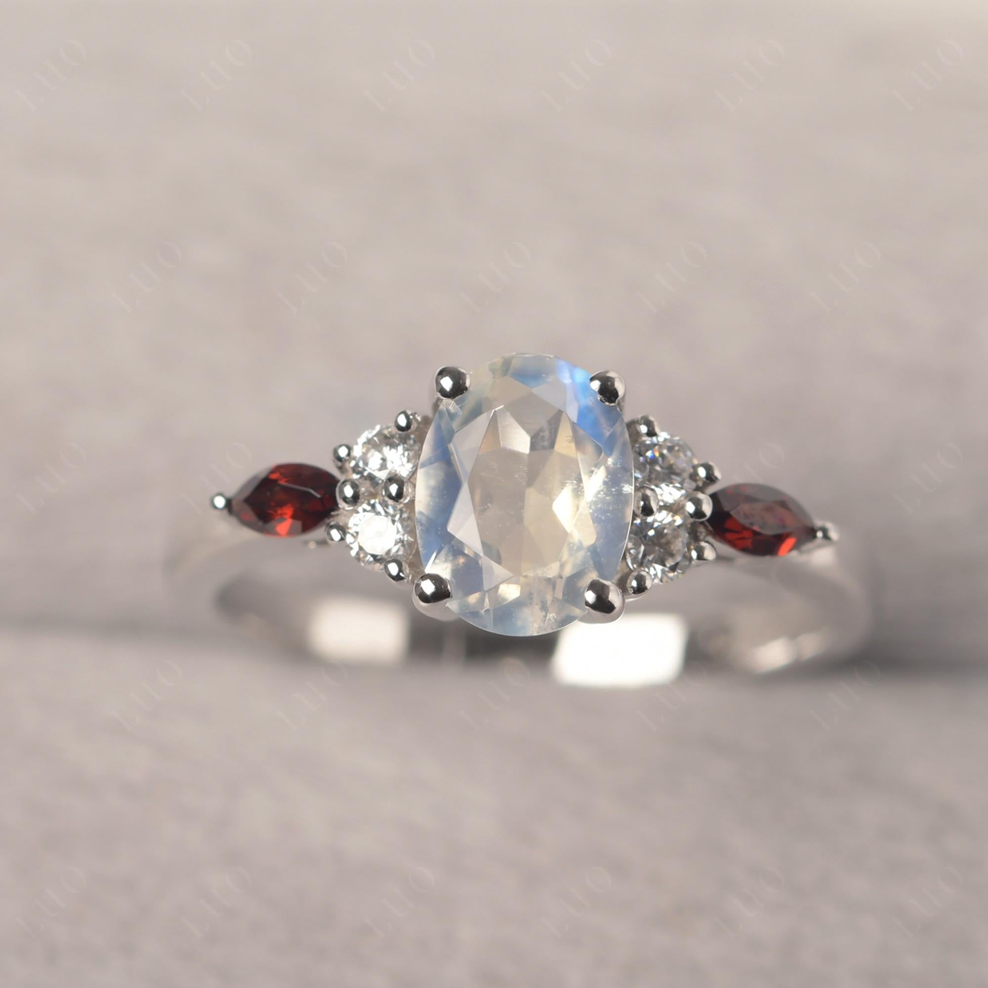 Simple Oval Moonstone Engagement Ring - LUO Jewelry 