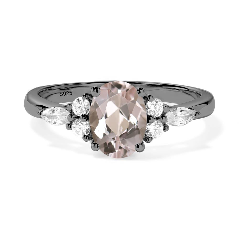 Simple Oval Morganite Engagement Ring - LUO Jewelry #metal_black finish sterling silver