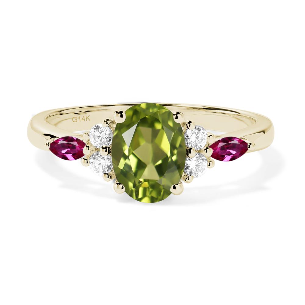 Simple Oval Peridot Engagement Ring - LUO Jewelry #metal_14k yellow gold