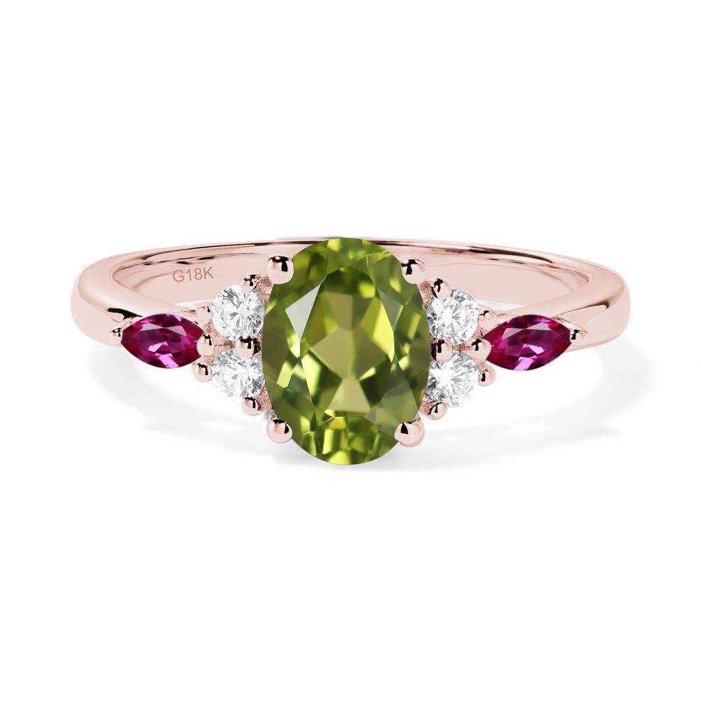 Simple Oval Peridot Engagement Ring - LUO Jewelry #metal_18k rose gold