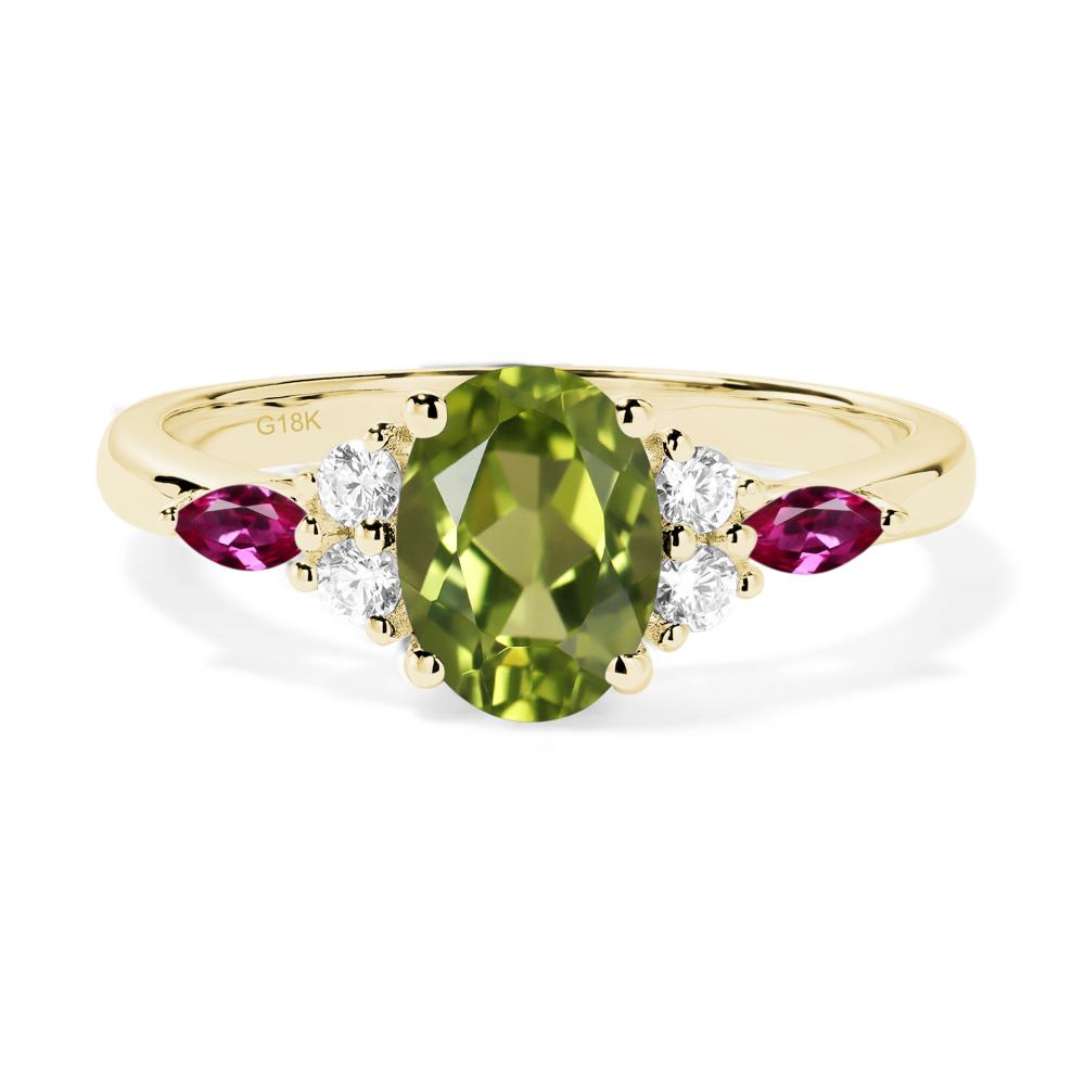 Simple Oval Peridot Engagement Ring - LUO Jewelry #metal_18k yellow gold