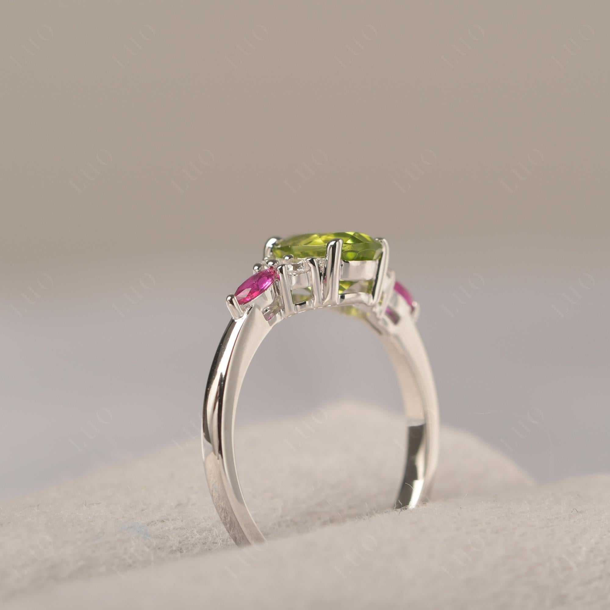 Simple Oval Peridot Engagement Ring - LUO Jewelry 