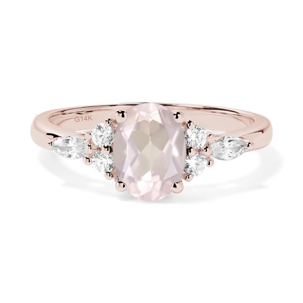 Simple Oval Rose Quartz Engagement Ring - LUO Jewelry #metal_14k rose gold