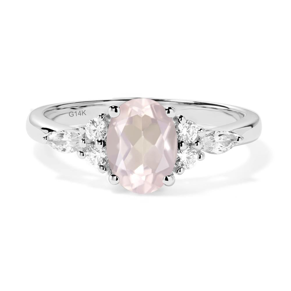 Simple Oval Rose Quartz Engagement Ring - LUO Jewelry #metal_14k white gold