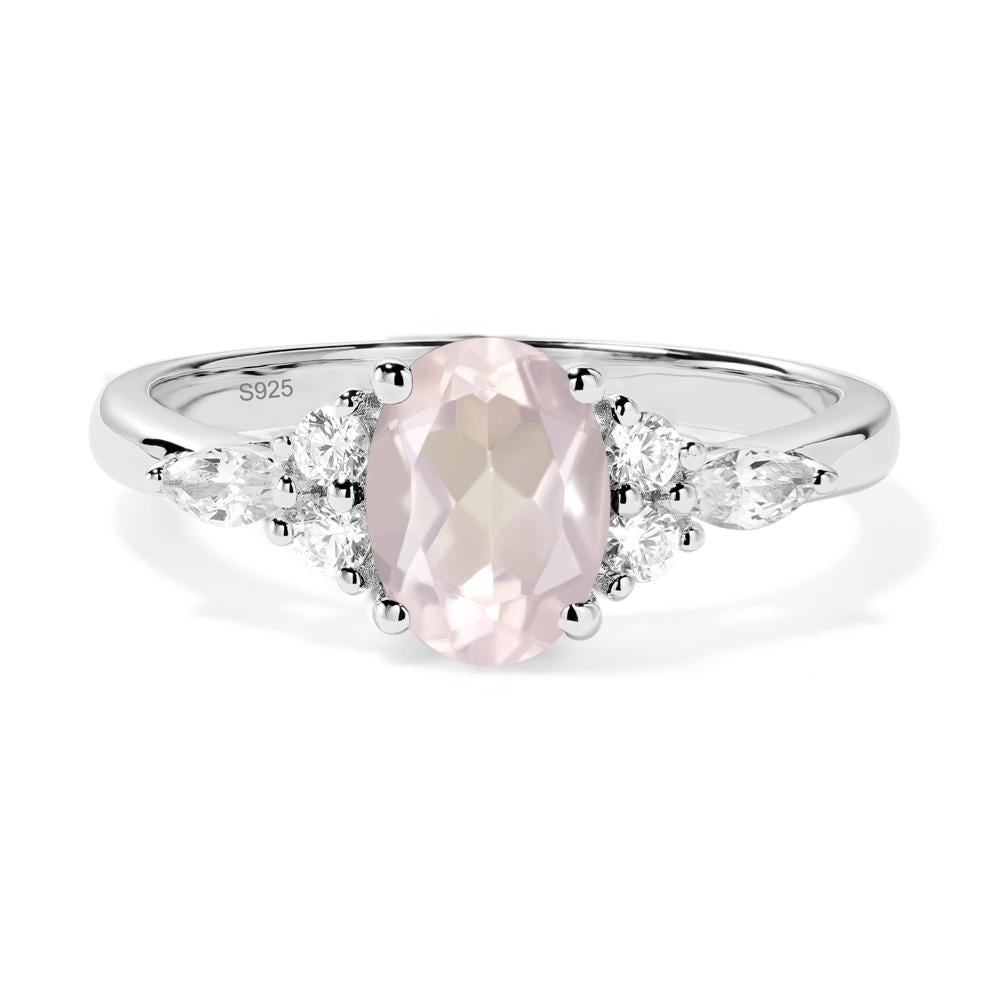 Simple Oval Rose Quartz Engagement Ring - LUO Jewelry #metal_sterling silver